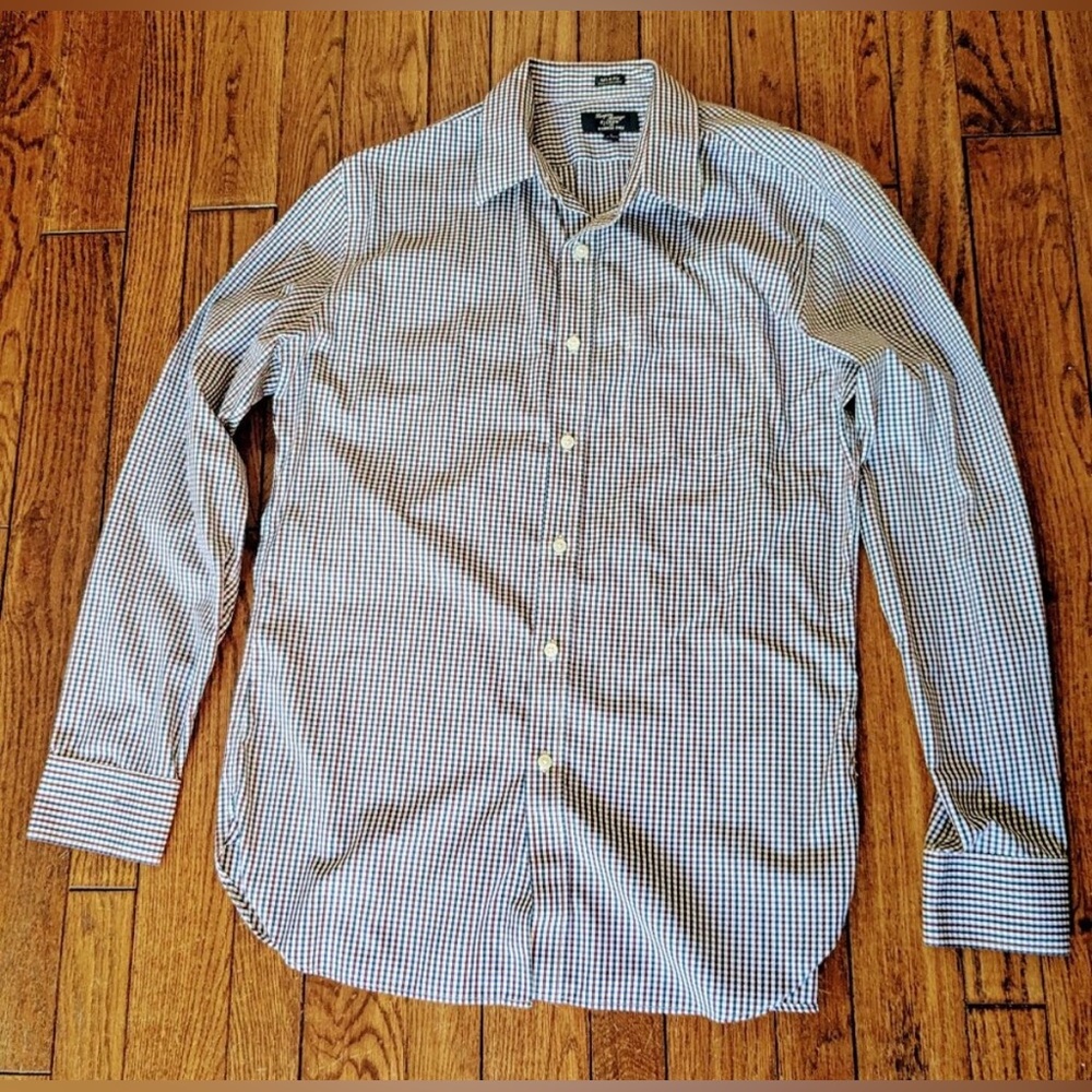 J. Crew Men's Checkered Shirt - Blue and White